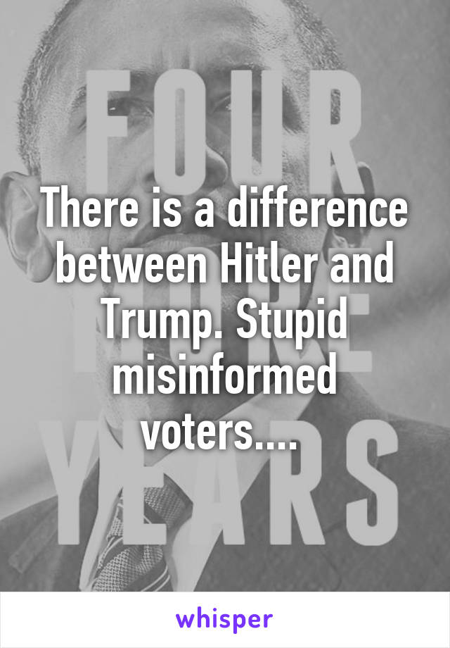 There is a difference between Hitler and Trump. Stupid misinformed voters.... 