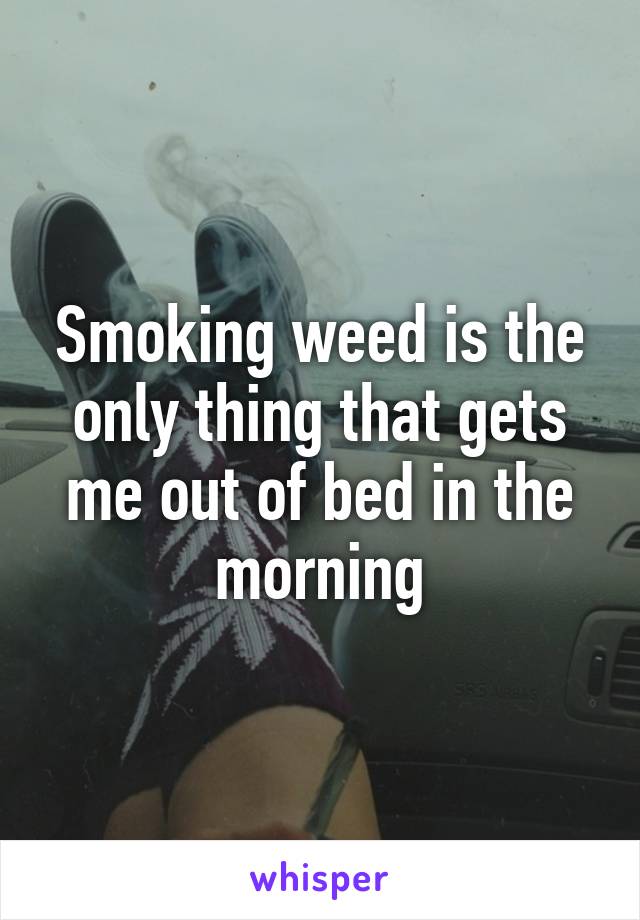 Smoking weed is the only thing that gets me out of bed in the morning