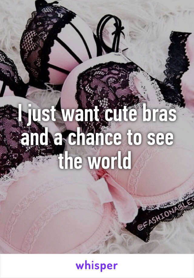 I just want cute bras and a chance to see the world 