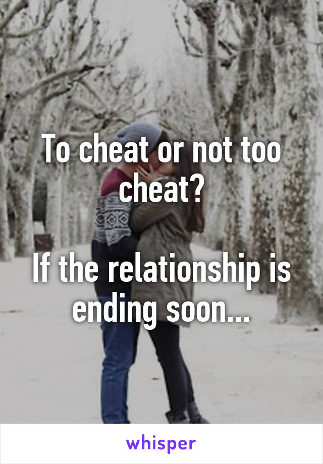 To cheat or not too cheat?

If the relationship is ending soon...