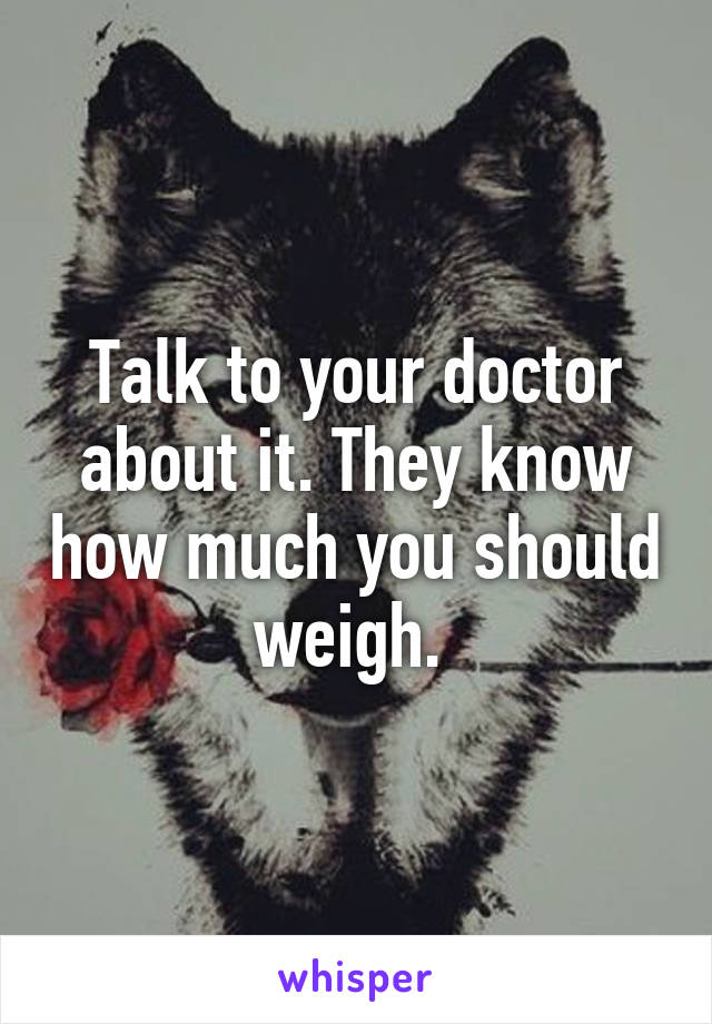 Talk to your doctor about it. They know how much you should weigh. 