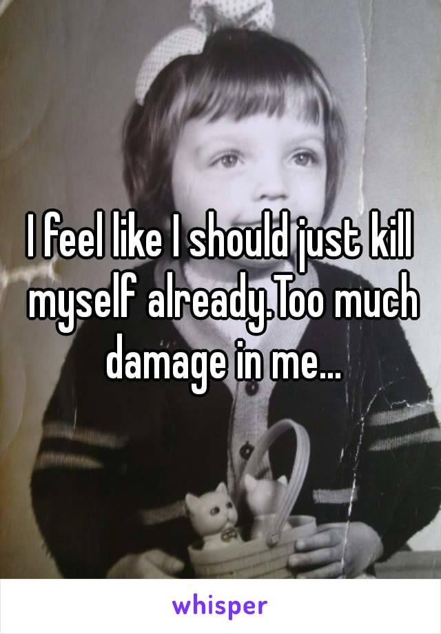 I feel like I should just kill myself already.Too much damage in me...