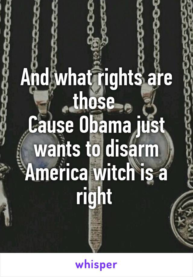 And what rights are those 
Cause Obama just wants to disarm America witch is a right 