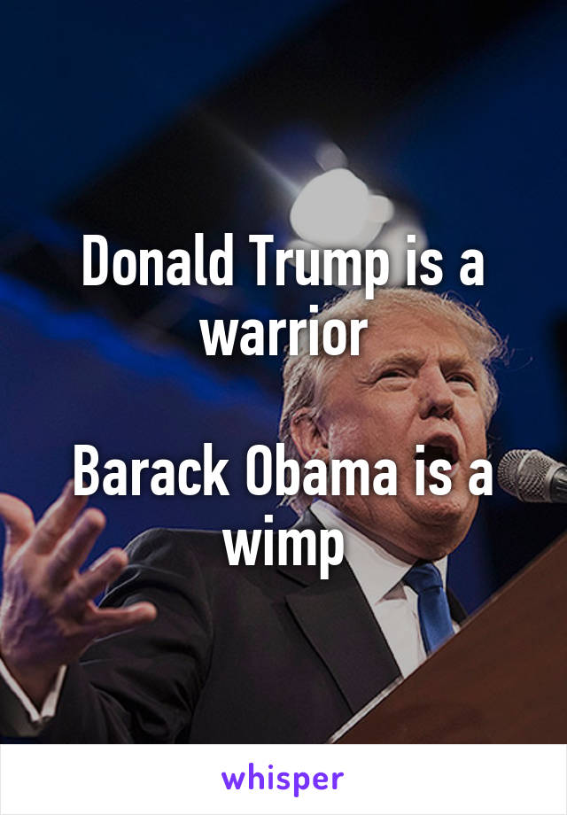 Donald Trump is a warrior

Barack Obama is a wimp