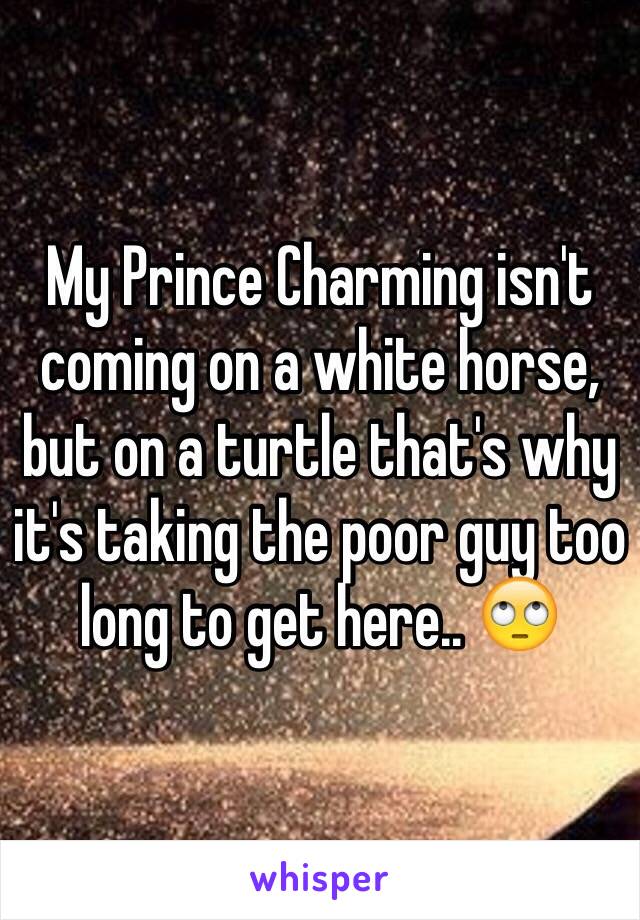 My Prince Charming isn't coming on a white horse, but on a turtle that's why it's taking the poor guy too long to get here.. 🙄