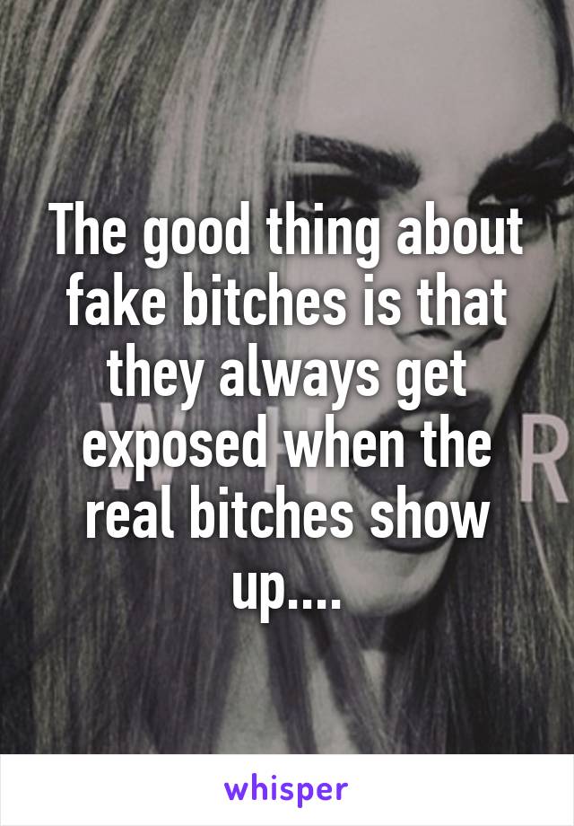 The good thing about fake bitches is that they always get exposed when the real bitches show up....