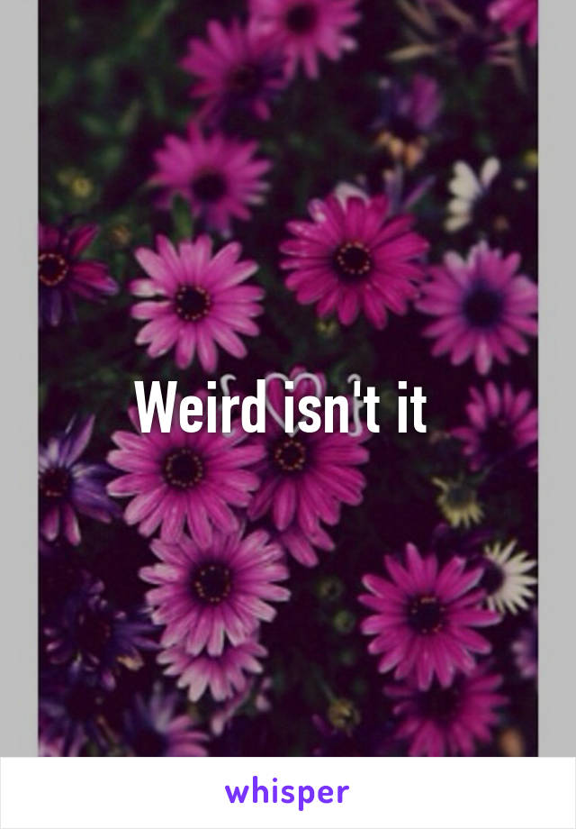 Weird isn't it 