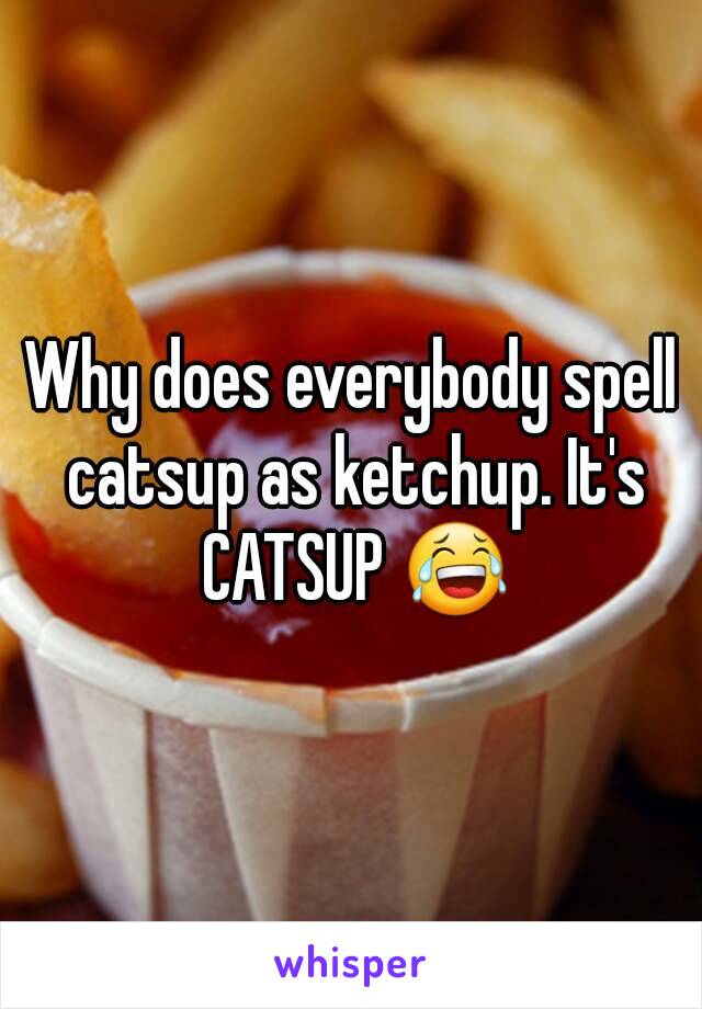 Why does everybody spell catsup as ketchup. It's CATSUP 😂