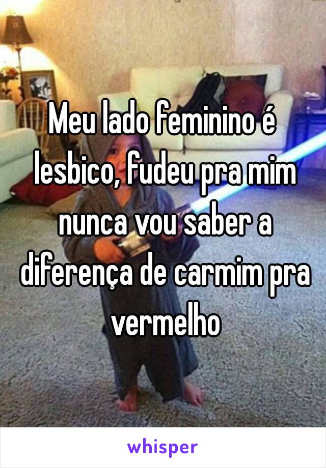 Meu lado feminino é lesbico, fudeu pra mim nunca vou saber a diferença de carmim pra vermelho