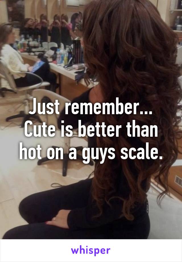 Just remember... Cute is better than hot on a guys scale.