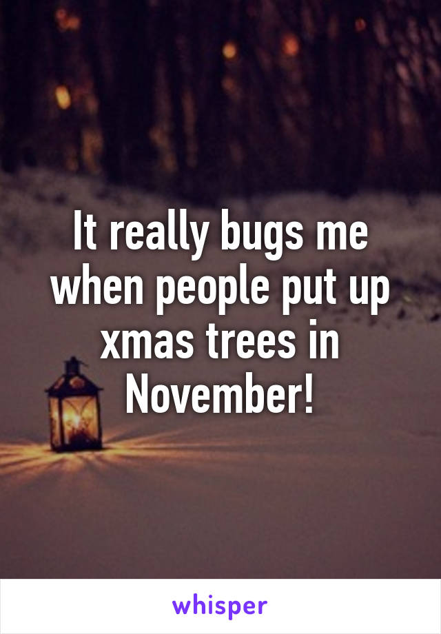 It really bugs me when people put up xmas trees in November!