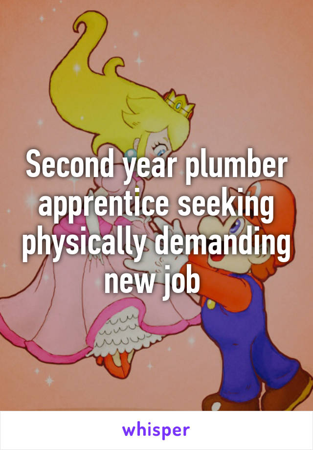 Second year plumber apprentice seeking physically demanding new job 