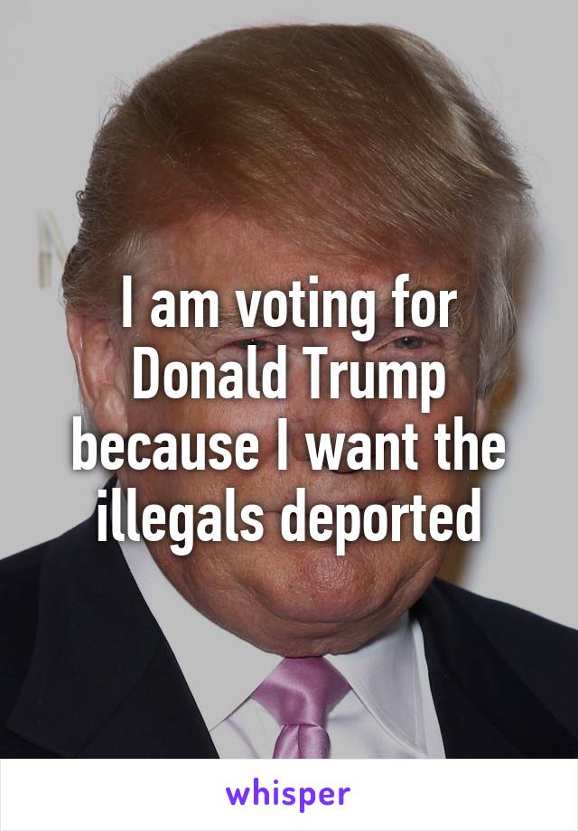 I am voting for Donald Trump because I want the illegals deported