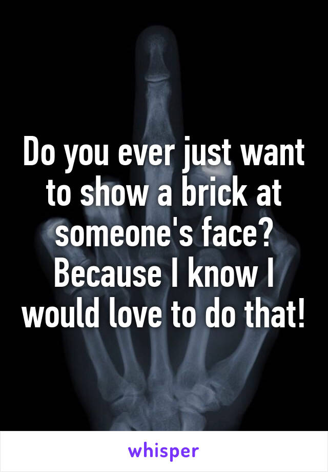 Do you ever just want to show a brick at someone's face? Because I know I would love to do that!