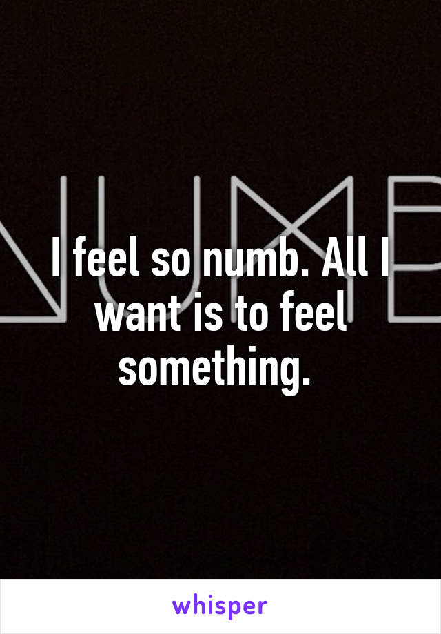 I feel so numb. All I want is to feel something. 