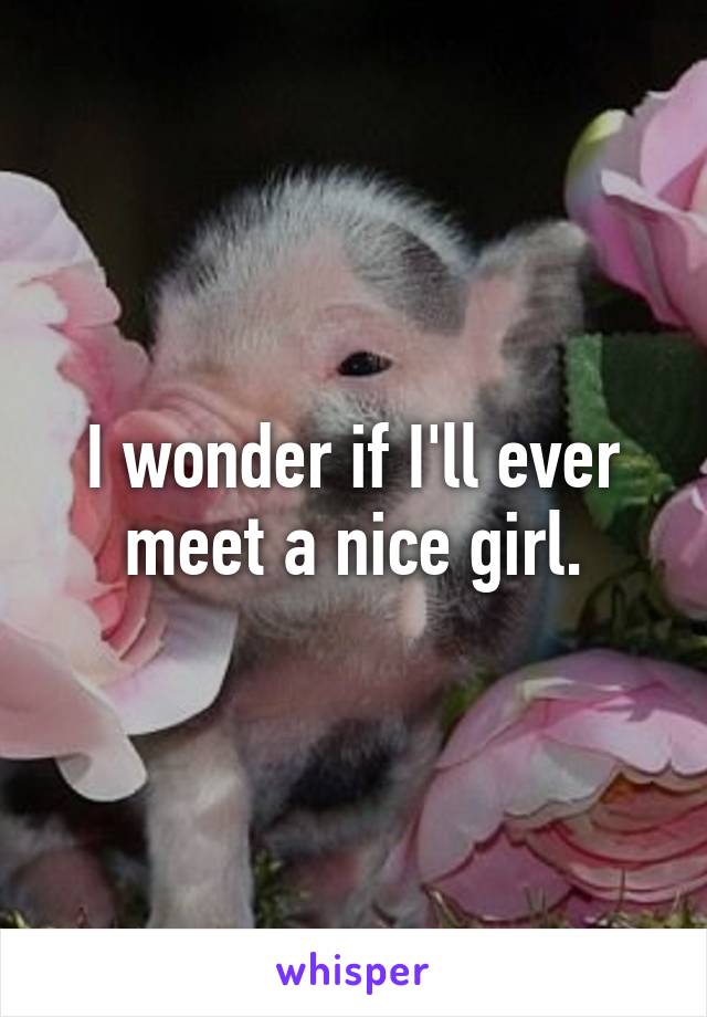 I wonder if I'll ever meet a nice girl.