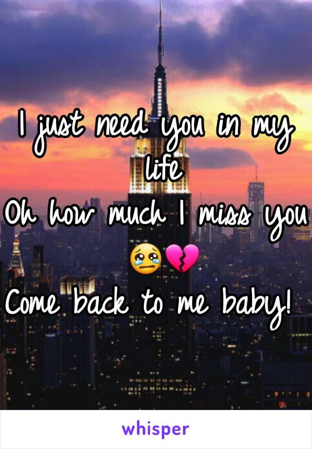 I just need you in my life
Oh how much I miss you 😢💔
Come back to me baby! 