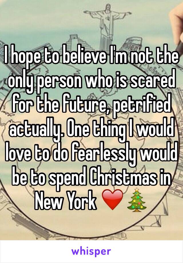 I hope to believe I'm not the only person who is scared for the future, petrified actually. One thing I would love to do fearlessly would be to spend Christmas in New York ❤️🎄