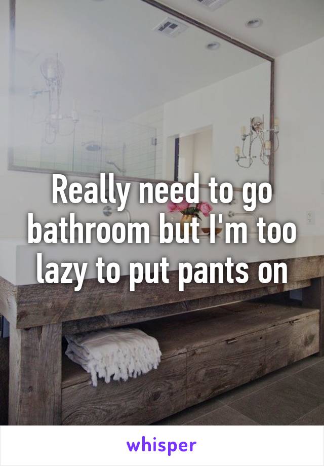 Really need to go bathroom but I'm too lazy to put pants on