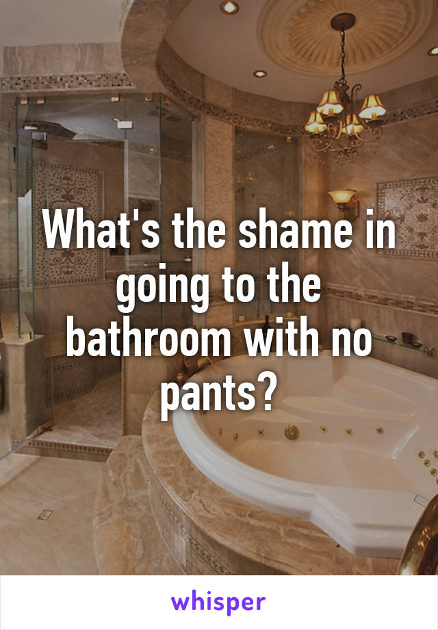 What's the shame in going to the bathroom with no pants?