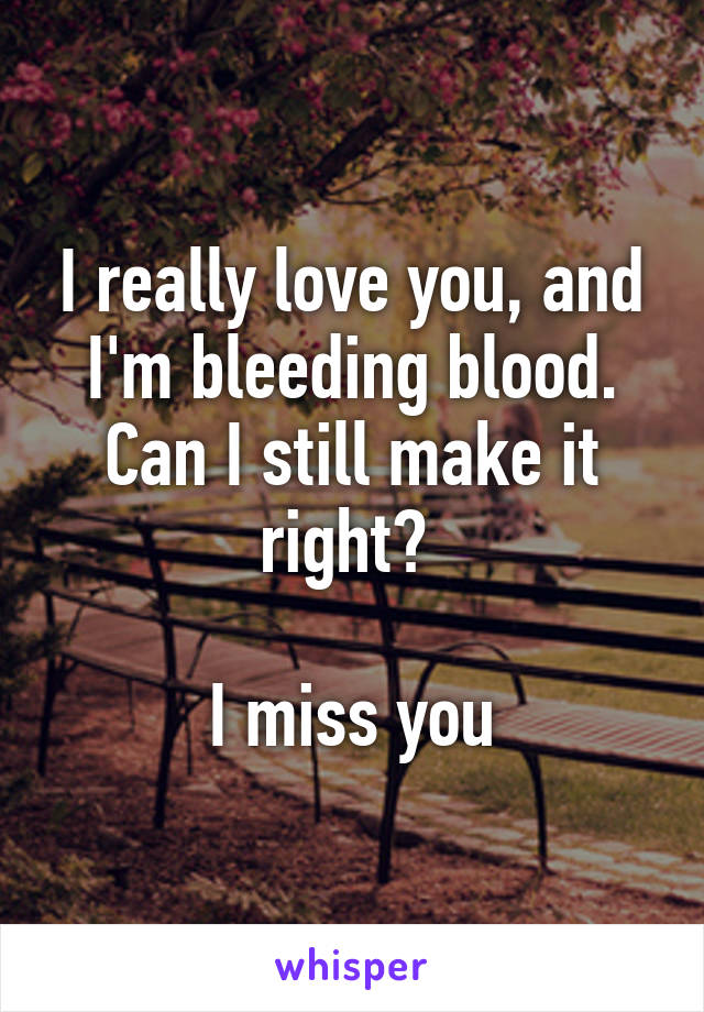 I really love you, and I'm bleeding blood. Can I still make it right? 

I miss you