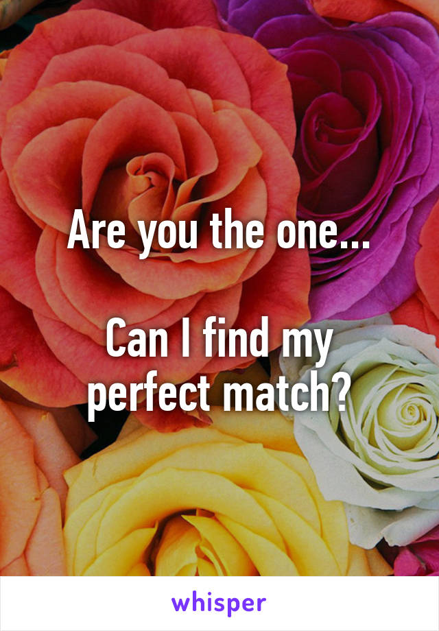 Are you the one...

Can I find my perfect match?