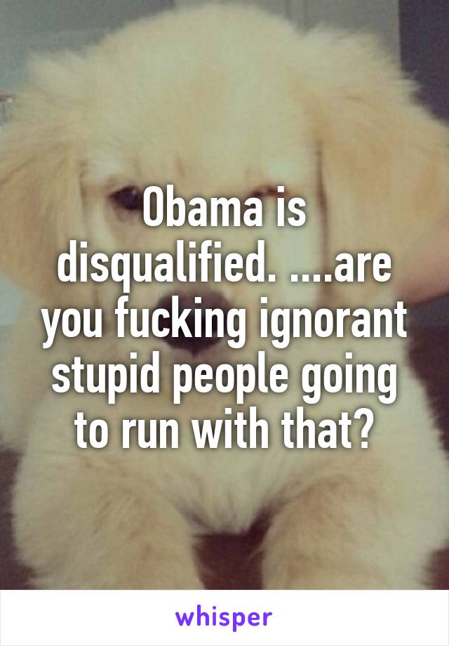 Obama is disqualified. ....are you fucking ignorant stupid people going to run with that?