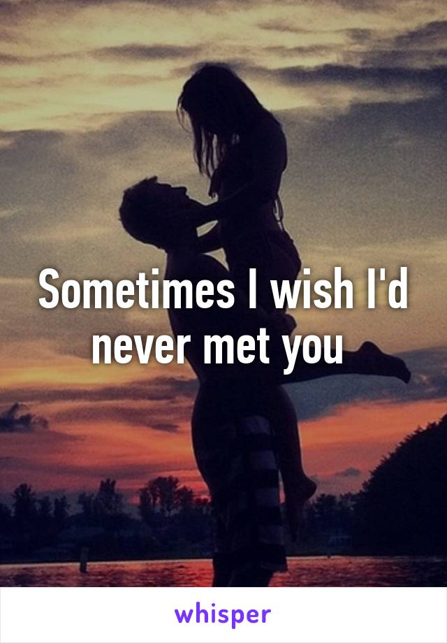 Sometimes I wish I'd never met you 