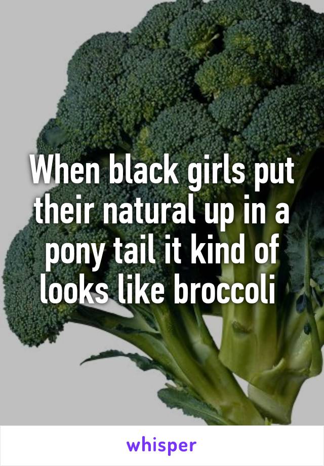 When black girls put their natural up in a pony tail it kind of looks like broccoli 