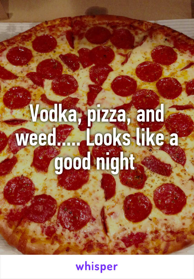 Vodka, pizza, and weed..... Looks like a good night 