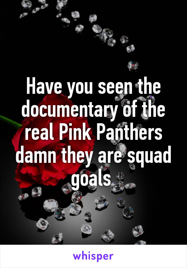 Have you seen the documentary of the real Pink Panthers damn they are squad goals 