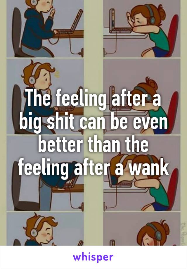 The feeling after a big shit can be even better than the feeling after a wank