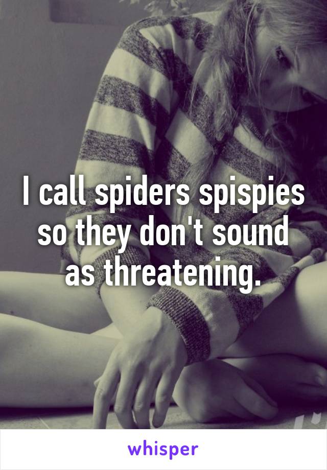 I call spiders spispies so they don't sound as threatening.