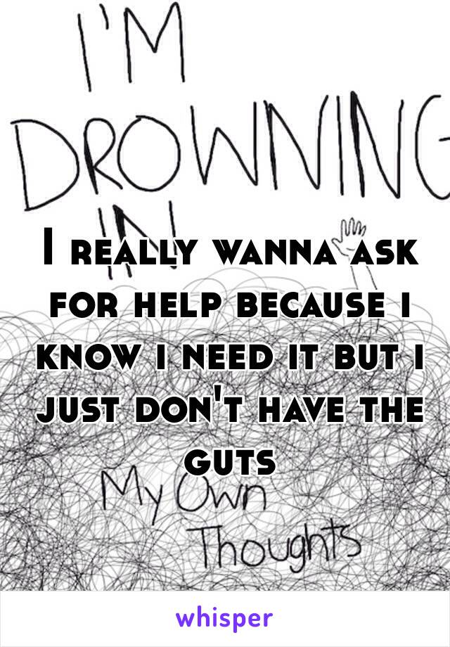 I really wanna ask for help because i know i need it but i just don't have the guts