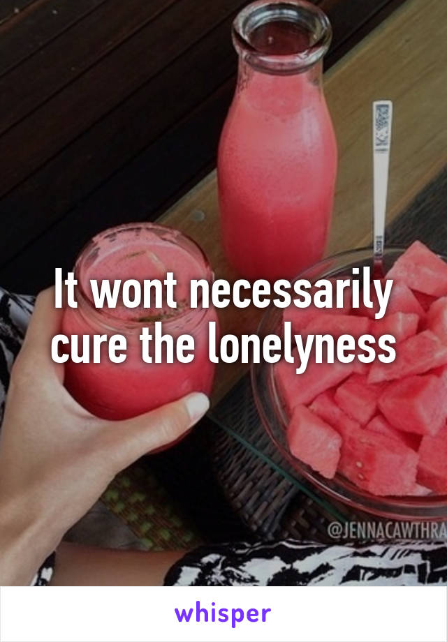 It wont necessarily cure the lonelyness