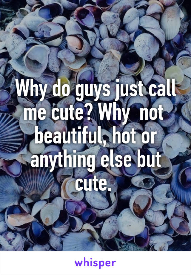 Why do guys just call me cute? Why  not  beautiful, hot or anything else but cute. 