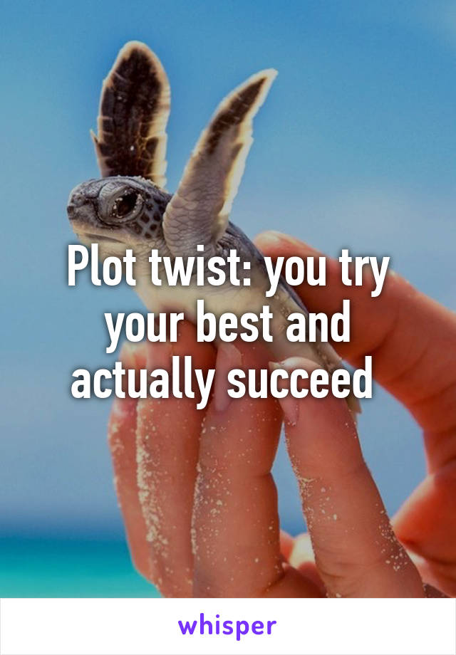 Plot twist: you try your best and actually succeed 