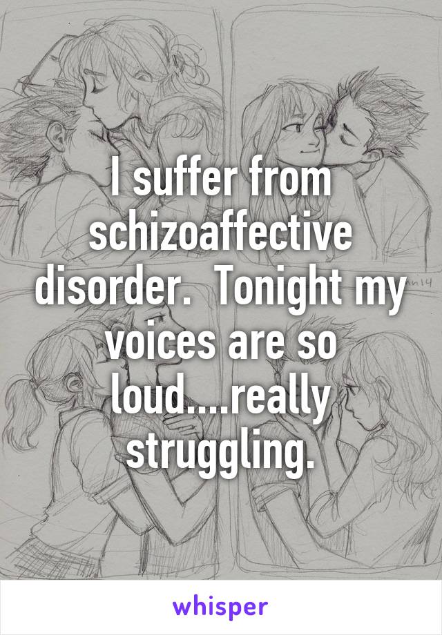 I suffer from schizoaffective disorder.  Tonight my voices are so loud....really struggling.