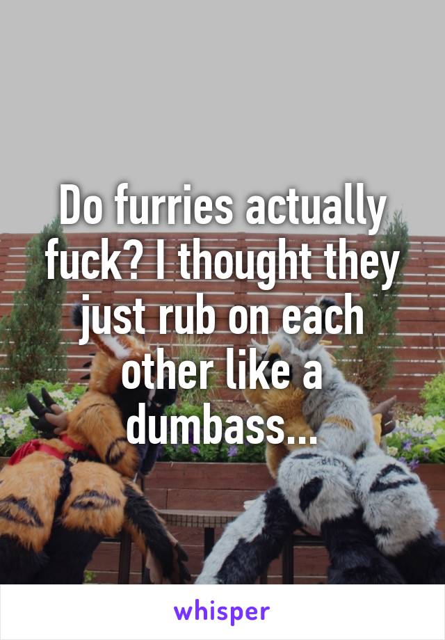 Do furries actually fuck? I thought they just rub on each other like a dumbass...