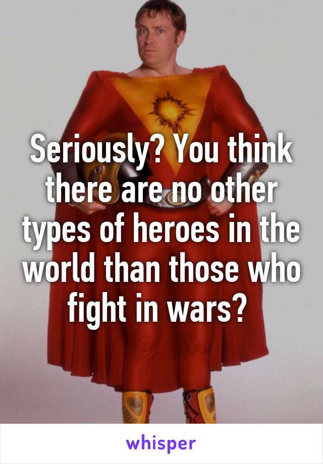 Seriously? You think there are no other types of heroes in the world than those who fight in wars? 