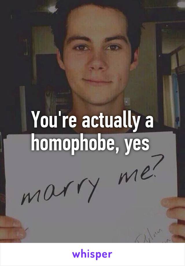 You're actually a homophobe, yes 