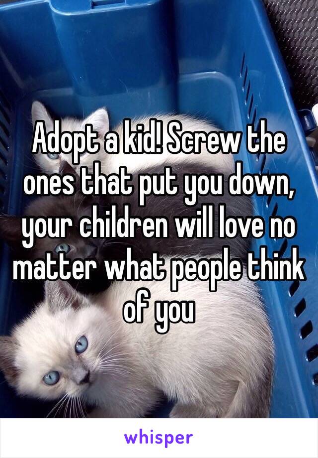 Adopt a kid! Screw the ones that put you down, your children will love no matter what people think of you