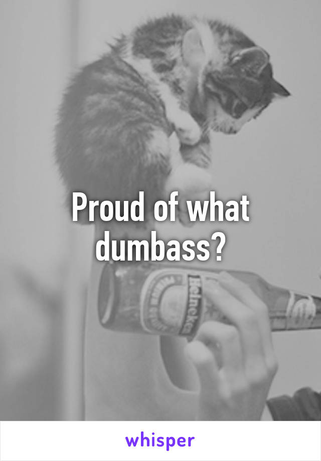 Proud of what dumbass?