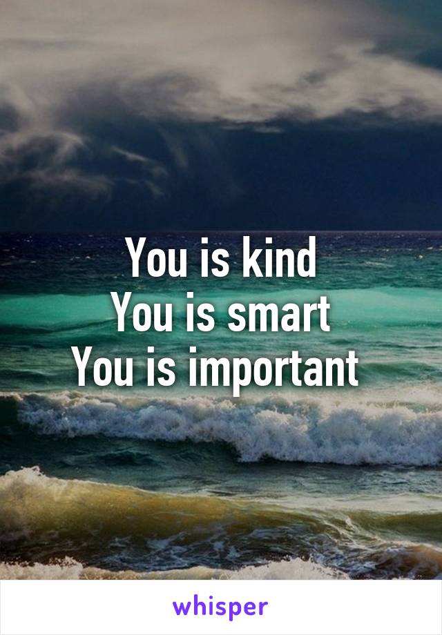 You is kind
You is smart
You is important 