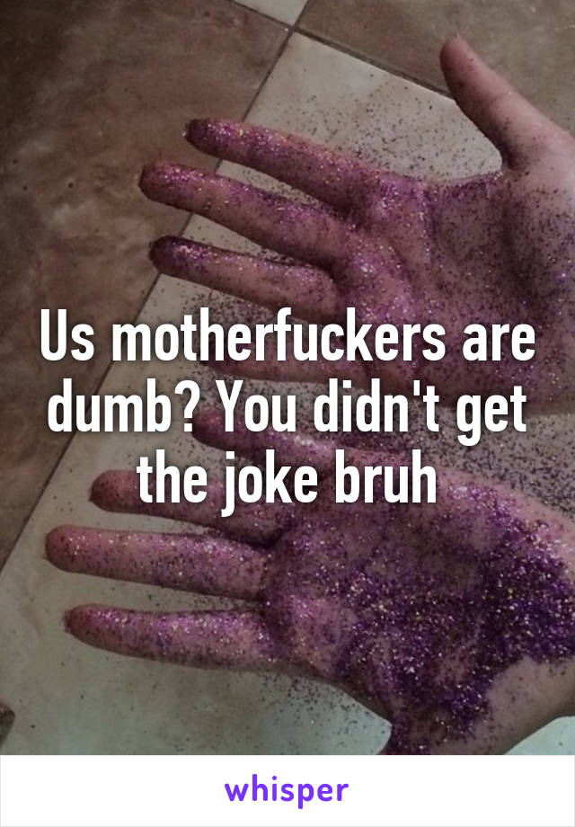 Us motherfuckers are dumb? You didn't get the joke bruh