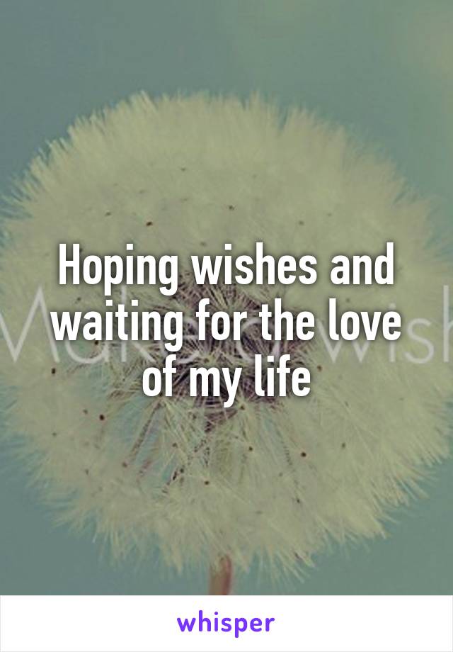 Hoping wishes and waiting for the love of my life