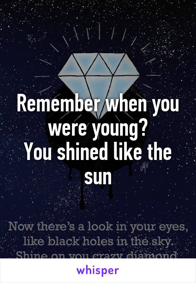 Remember when you were young?
You shined like the sun