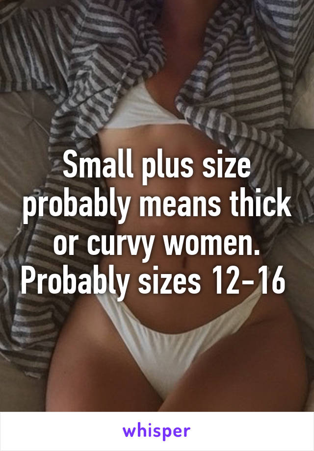 Small plus size probably means thick or curvy women. Probably sizes 12-16 