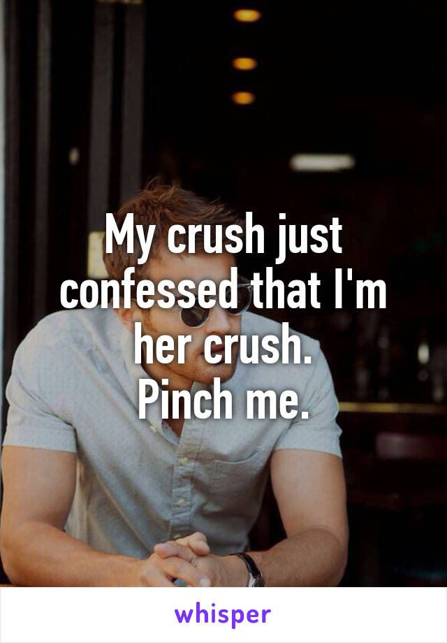 My crush just confessed that I'm her crush.
Pinch me.