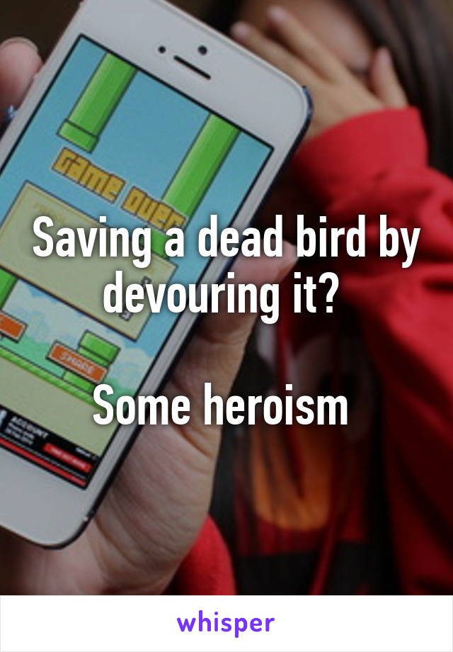 Saving a dead bird by devouring it? 

Some heroism 